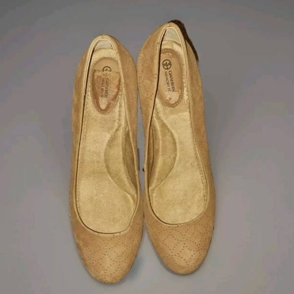 Giani Berini Wedge 6.5M Tan Camel Heel Shoe Memory Foam Comfort SB5#12 - Picture 4 of 7